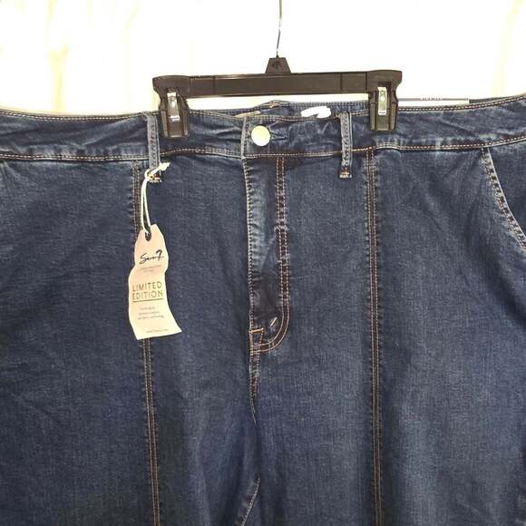 SEVEN 7 of all Man Kind Wide Leg Center Stitch Jeans Mid Rise Dark Wash size 28 - Picture 3 of 10